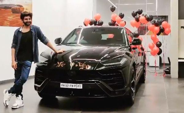 Kartik Aaryan With His Lamborghini Urus car