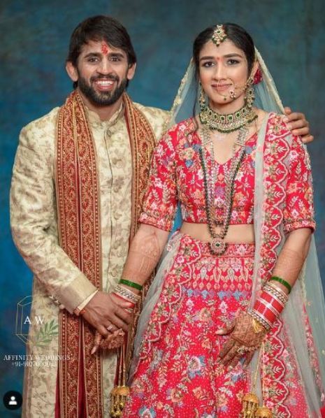 Sangeeta Phogat with her husband Bajrang Punia
